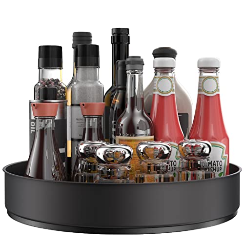 Lazy Susan Stainless Steel Black Spice Rack Turntable for Pantry Cabinet