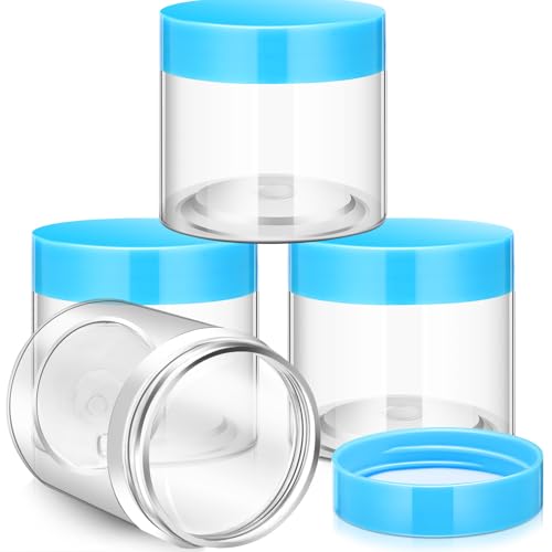 4 Pcs Plastic Jars Wide Mouth with Lids (4 Count)
