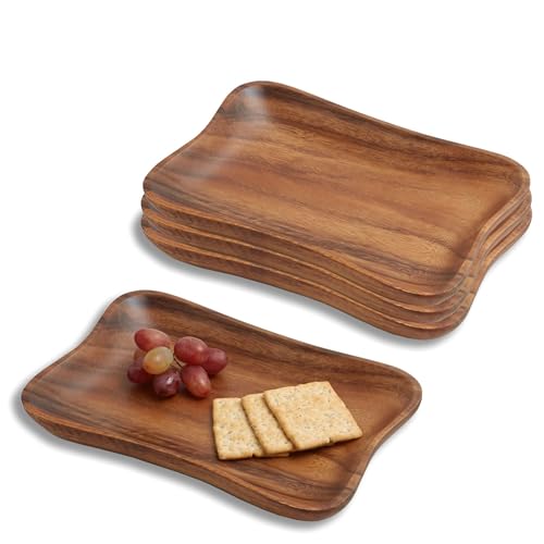 Woodard & Charles Acacia Wood Medium Pinched Trays (4 Count)