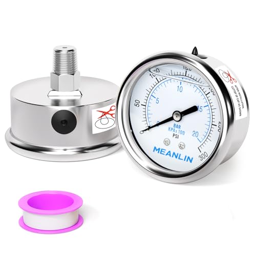 0~300Psi Liquid Filled Pressure Gauge Stainless Steel with 316 Stainless Steel Joint 1