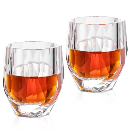 Crystal Whiskey Glasses Set of 2 Handcrafted Old Fashioned Glasses (2 Count)