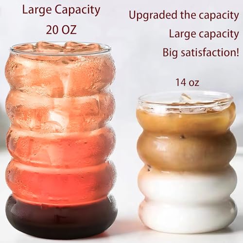 4 Pcs 20oz Drinking Glasses Set with Bamboo Lids and Straws (4 Count)