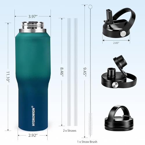 40 oz Insulated Water Bottle with Straw fit in Car Cup Holder