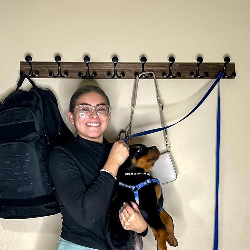 43 Inch Wood Burnt Coat Rack Wall Mount with 8 Triple Hooks (2 Count)