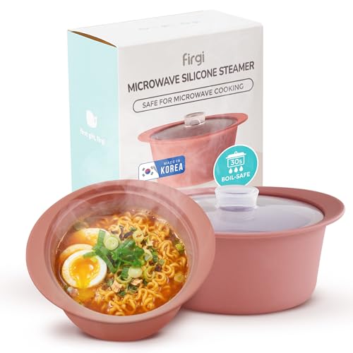 40oz Platinum Silicone Microwave Steamer Pot with Handle & Lid