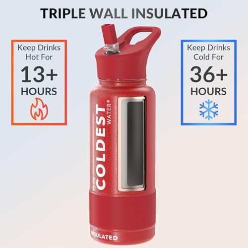 Coldest Insulated Water Bottle with Straw Lid
