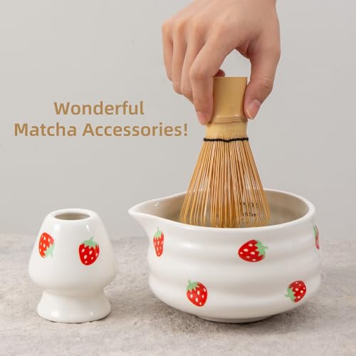 Ceramic Matcha Bowl with Bamboo Whisk Holder