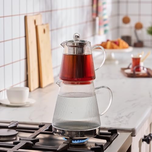 Keops XL Borosilicate Glass Teapot with Infuser and Lid for Stovetop (2 Count)