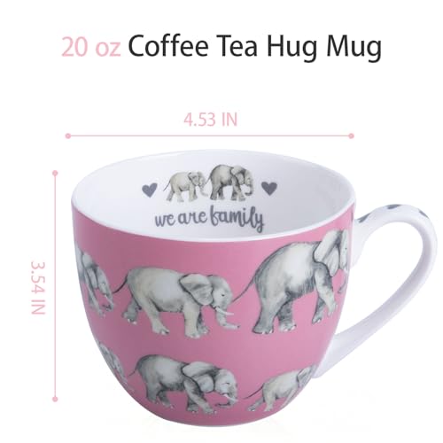Premium 20 oz Bone China Elephant Hug Mug