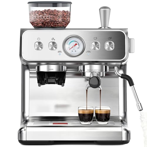 20 Bar Espresso Machine with Grinder & Milk Frother