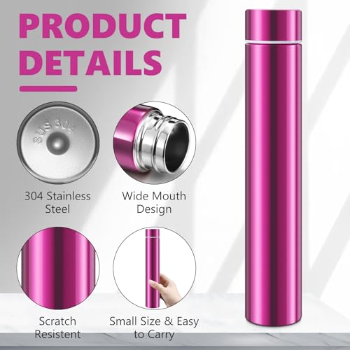 1 Pack Hot Pink Slim Stainless Steel Water Bottle 8.8 oz