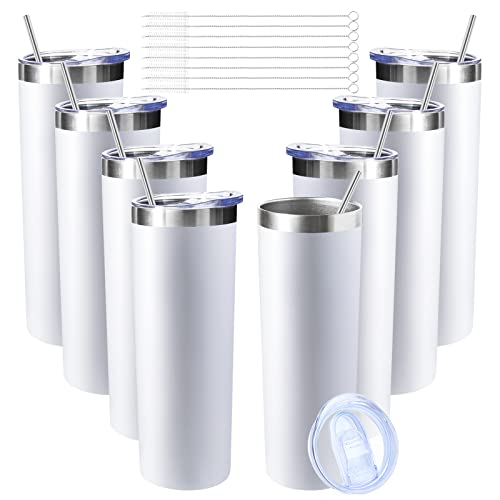 20 oz Skinny Tumblers with Lid and Straw (8 Count)