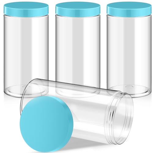 4 Pcs Plastic Jars Wide Mouth with Lids (4 Count)