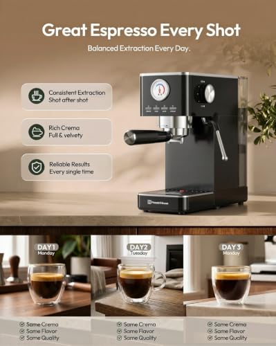 Slim Espresso Machine with Milk Frother