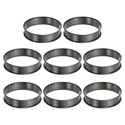 8pcs Crumpet Rings 3.94" Nonstick Round Cake Ring Stainless Steel Double Rolled English Pastry Rings for Kitchen Baking Crumpet Dessert (8 Count)
