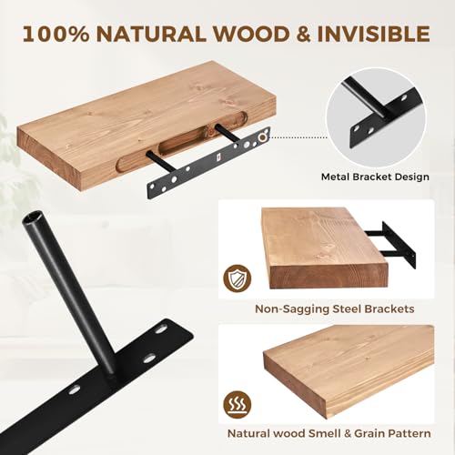 Solid Wood Floating Shelves (2 Count)