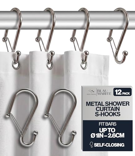 Set of 12 Silver Metal S Hook Shower Hooks 1” (12 Count)