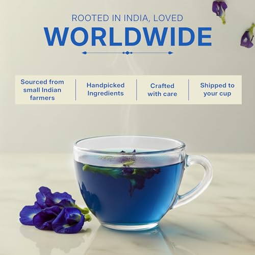 Tealeaf & Co. Butterfly Pea Herbal Tea Bags Blended with Fresh Herbs (3.52 Ounce)