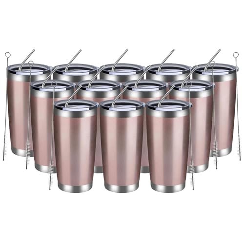 20oz Tumbler 12 Pack Double Wall Vacuum Insulated Travel Mug Bulk (12 Count)