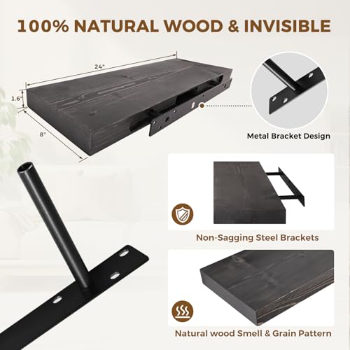 Solid Wood Floating Shelves (2 Count)
