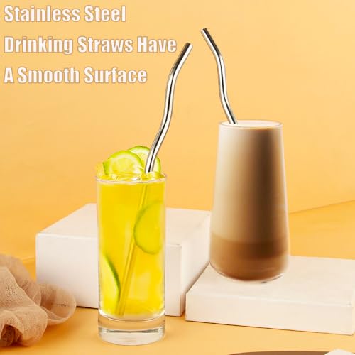 Reusable Stainless Steel Drinking Wavy Colorful Straws