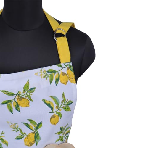 Cotton Aprons for Women with Pockets Adjustable Strap and Waist Ties Washable Printed Aprons for Baking