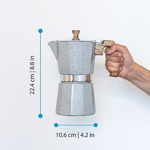 Milano Stovetop Espresso Maker Moka Pot 9 espresso Cup 15.2 oz Grey