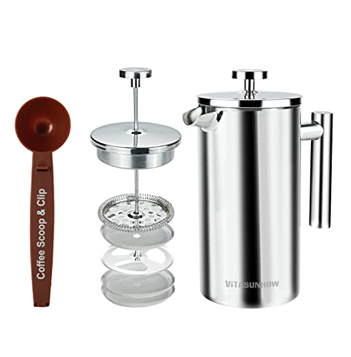 34oz French Press Coffee Maker Stainless Steel Double Wall