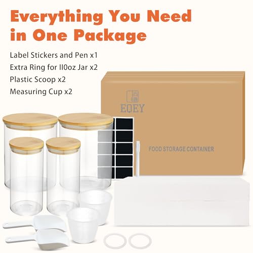 Glass Storage Jars Set Elegant Containers with Airtight Bamboo Lids