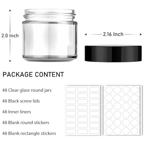 2 OZ Glass Jars with Lids (48 Count)