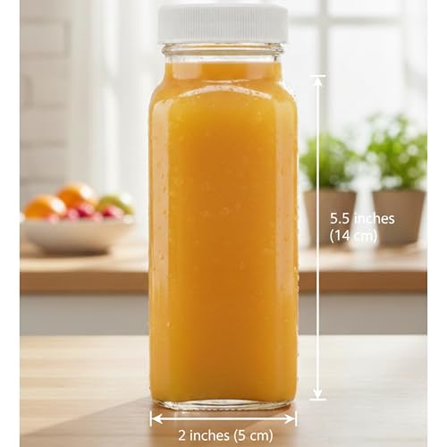 8oz Square Glass Juice Shot Bottle with Lid (2 Count)