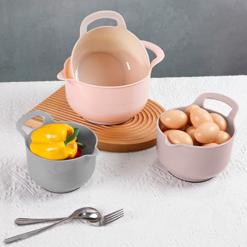Nesting Plastic Mixing Bowl Set with Pour Spouts and Handles
