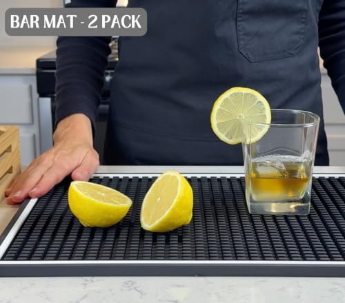 Bar Mat White Frame 18x12 in 2 Pack Silicone (2 Count)