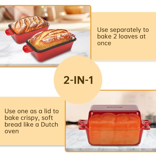 9x5 Enameled Cast Iron Loaf Pan with Lid