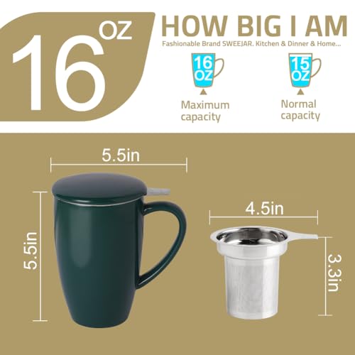 Sweejar Porcelain Tea Infuser Mug with Lid