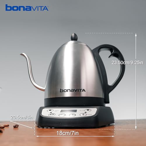 1L Digital Variable Temperature Gooseneck Electric Kettle for Coffee Brew and Tea Precise Pour Control