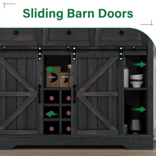 Farmhouse Coffee Bar Cabinet with Wine Rack