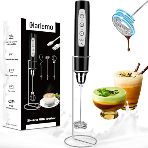 Milk Frother Handheld Rechargeable with Stand