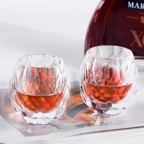 Crystal Whiskey Glasses Set of 2 Handcrafted Old Fashioned Glasses (2 Count)