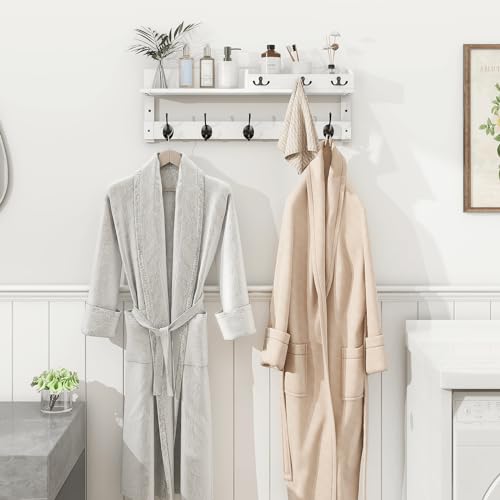 Coat Rack Wall Mount with Hooks and Mail Holder