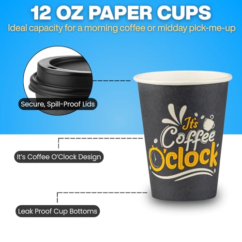Disposable Coffee Cups with Lids (50 Count)