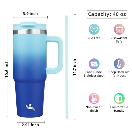 40 oz Insulated Tumbler Water Bottle with Handle