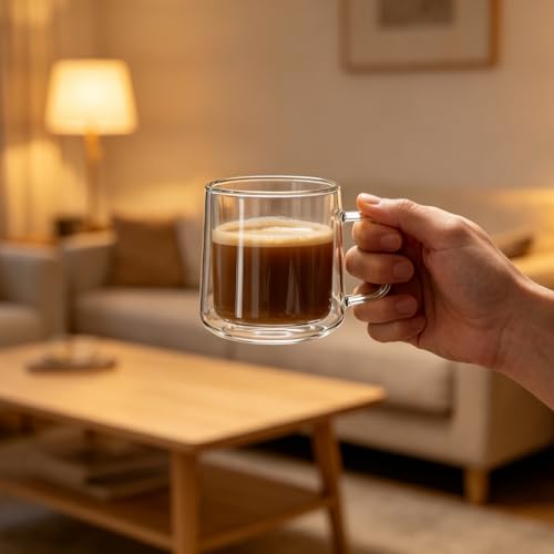 10oz Glass Coffee Mugs (4 Count)