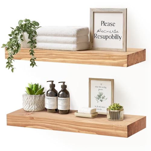 Solid Wood Floating Shelves (2 Count)