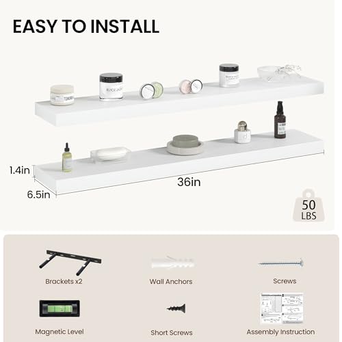 36 Inch Floating Shelves Wall Mounted for Display (2 Count)