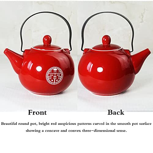 Chinese Teapot 28oz Porcelain Tea Pot Red