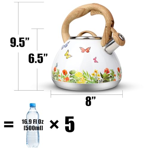 Tea Kettle Toptier Teapot Whistling Kettle with Wood Pattern Handle Loud Whistle