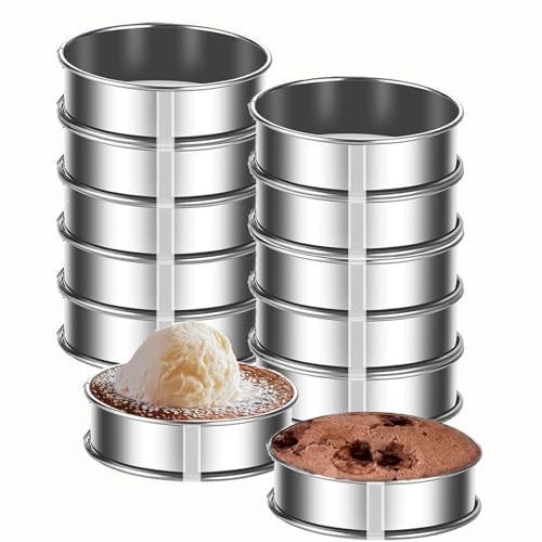 12packs Crumpet Rings 3.15 Inch English Muffin Rings Stainless Steel Double Rolled Nonstick Metal Round Tart Ring Molds for Cookies Cooking Pastry Baking (12 Count)