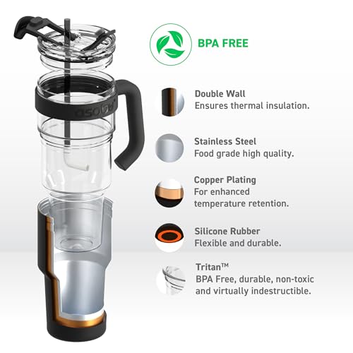 Extra Large Travel Explorer Tumbler for Hot and Cold with Stainless Steel Removable Coffee Mug Sleeve
