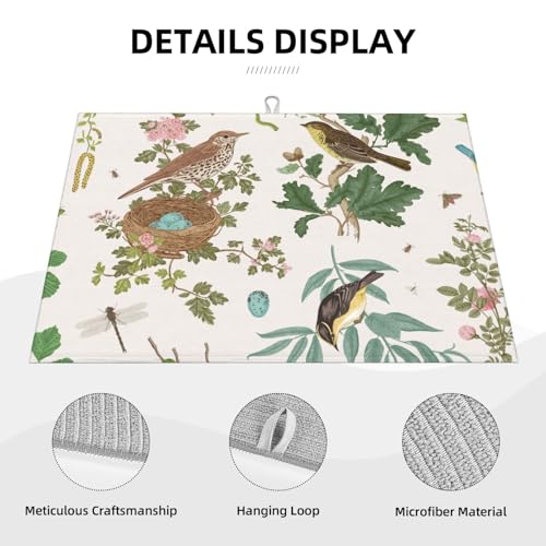 Large Dish Drying Mats For Kitchen Counter Microfiber Kitchen Drying Mat XL Draining Pad Absorbent Quick Drying Dish Mat 18x24 Inch